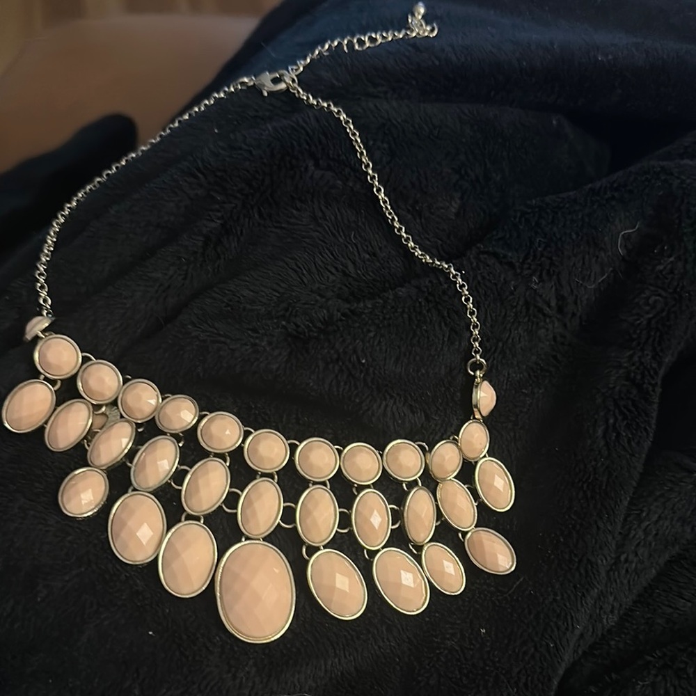 Elegant Pink and Silver Necklace with Cascading Beads